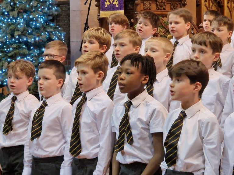 School choir boys singing during Christmas event at Inchmarlo.