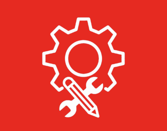 Auto repair and maintenance icon with gear and tools.