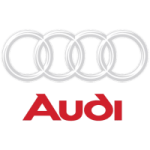 Modern Audi dealership with service bays and showroom in a sleek building.