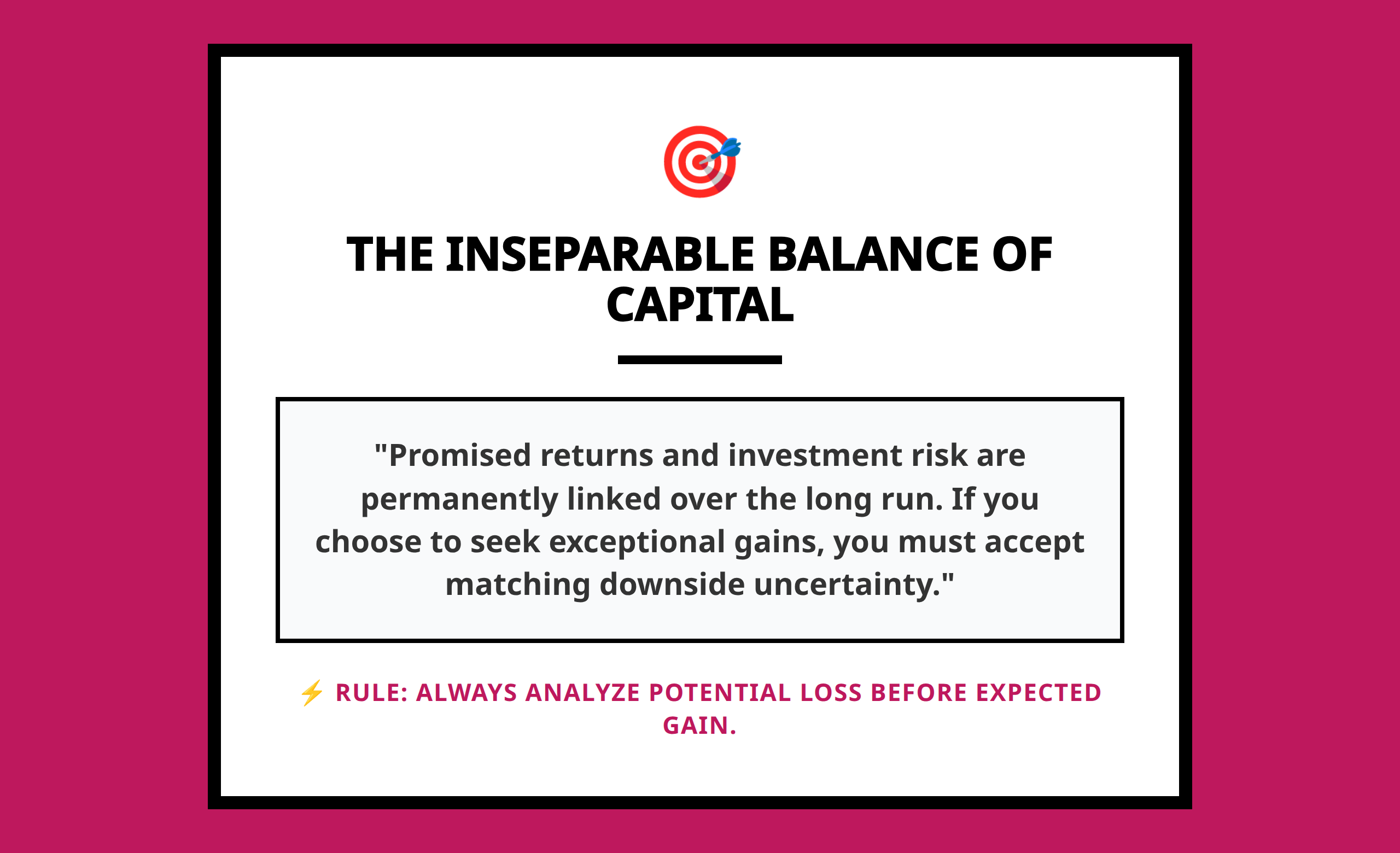 Core investment concept reminder mini poster balancing return expectations with capital preservation