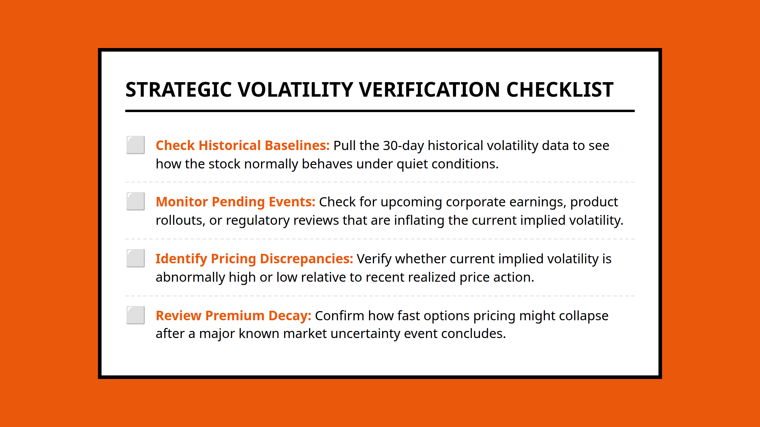 Checklist for investors evaluating asset volatility before placing trades
