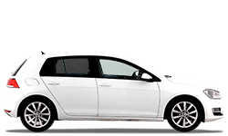 White hatchback car being serviced at Janex Auto Service shop.