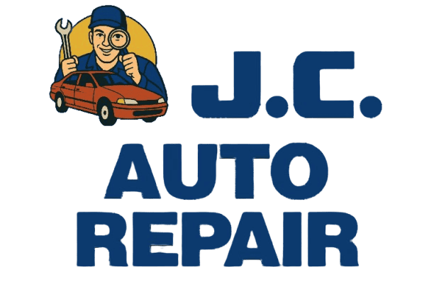 JC Auto Repair logo featuring a mechanic with a car and tools.