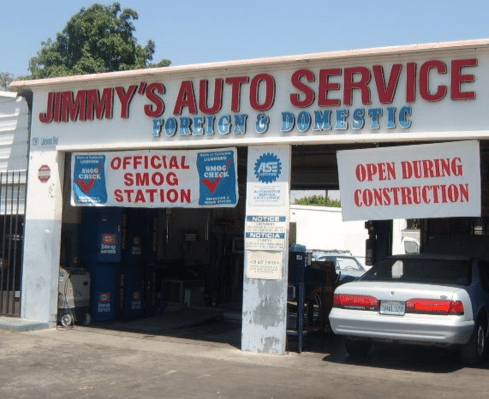Auto repair and smog testing services in contact area.