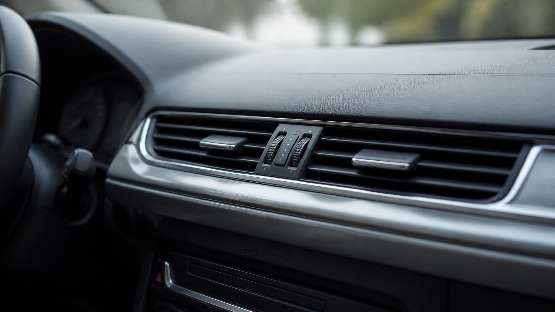 Air conditioning vent on car dashboard for optimal climate control.