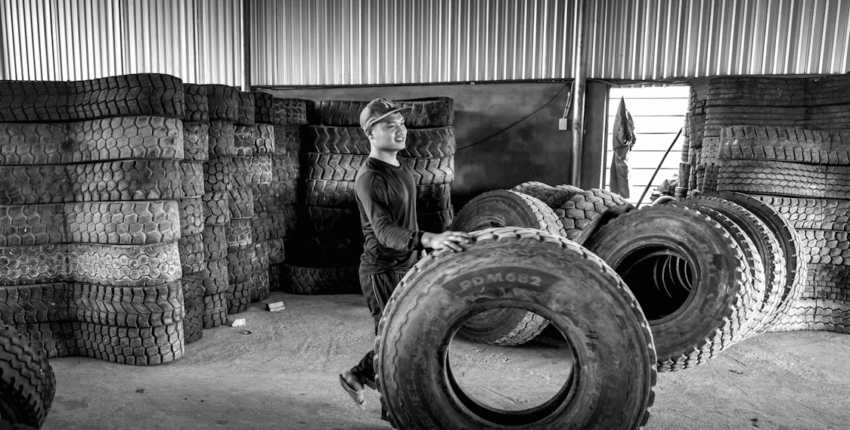 Auto tire balancing process at Joe's Auto Electric II for smooth ride and tire longevity.