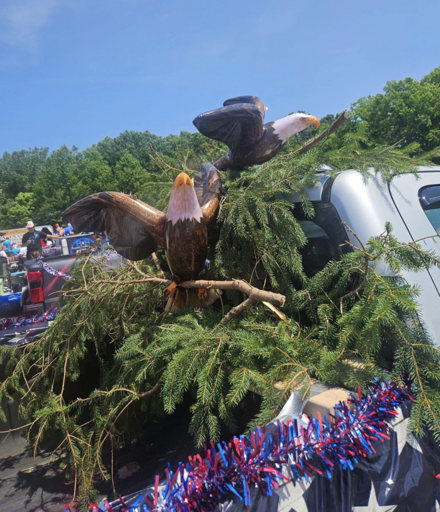Eagle and American flag decorations at the 4th of July parade in Austintown.