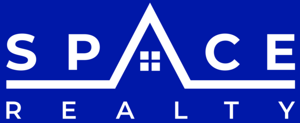 Space Realty Blue Background White Letters