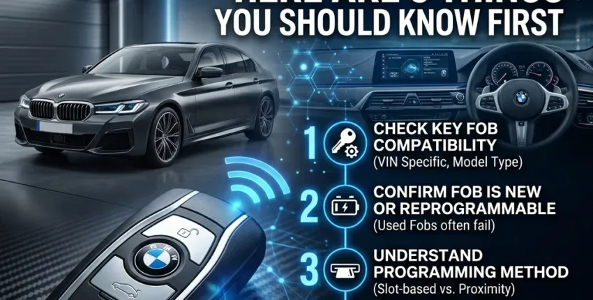 Step-by-step guide to BMW key fob programming, including compatibility, tools, and procedures.
