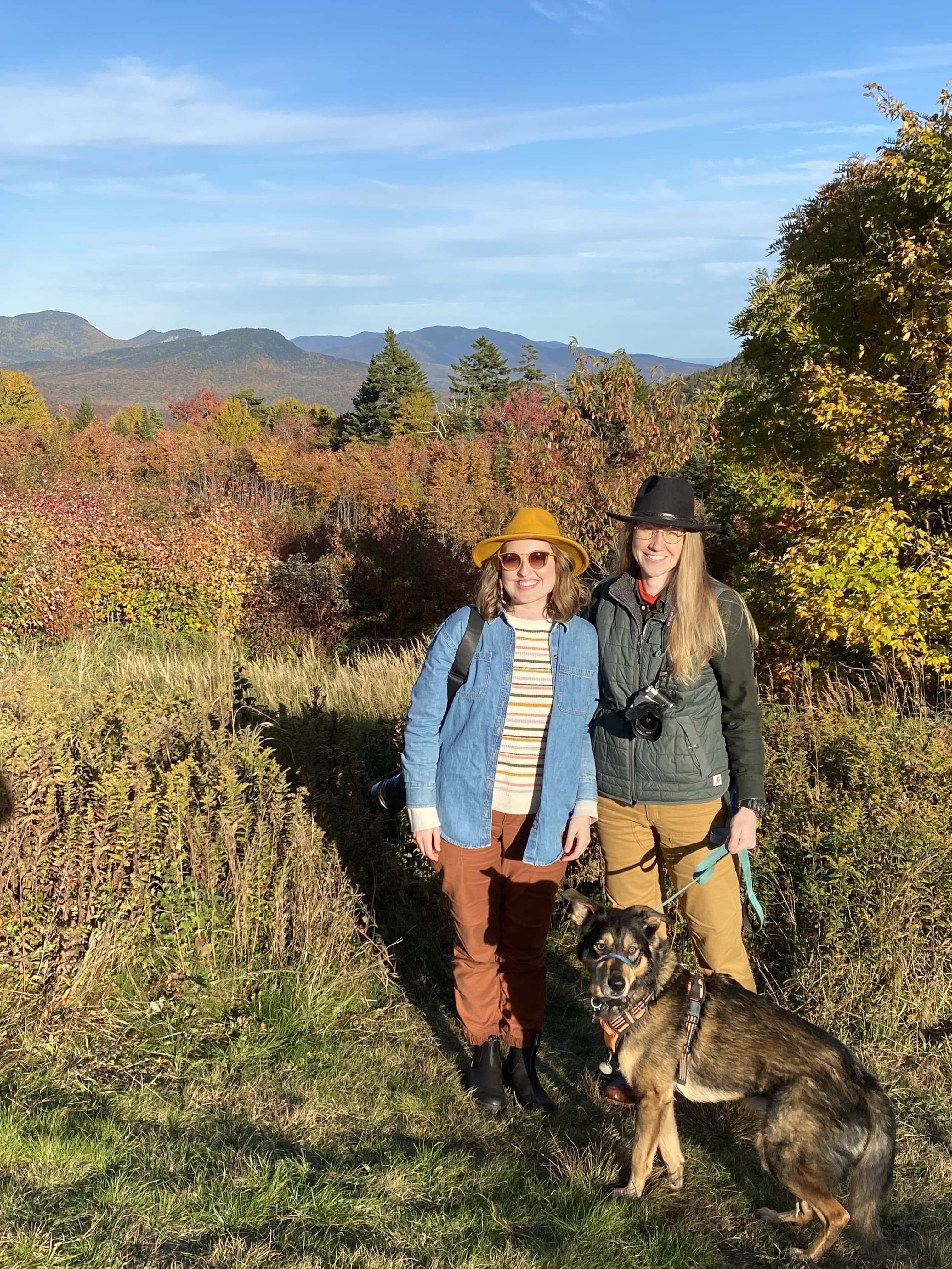 Danielle, her wife Liz, and her dog Scout in Vermont.