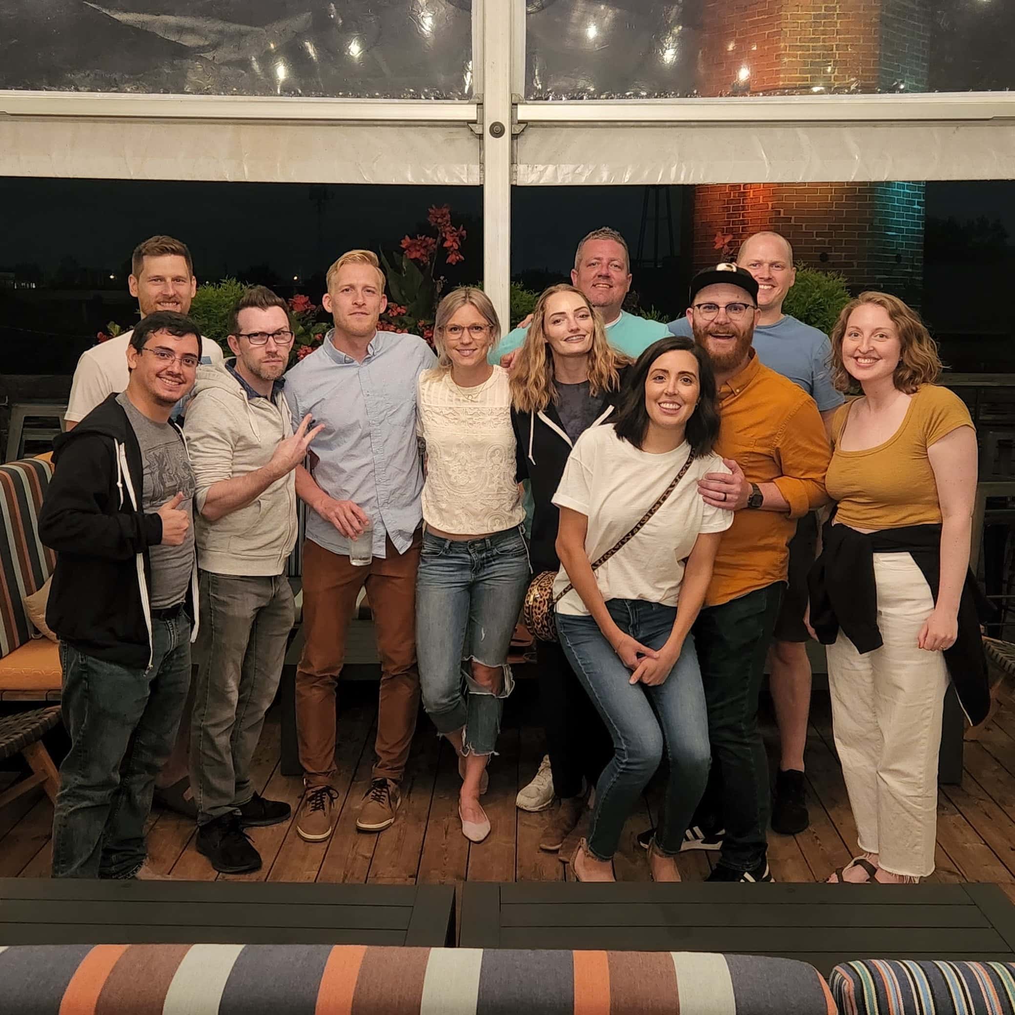 Some members of the Makeway team smiling in a group photo at the last company retreat.