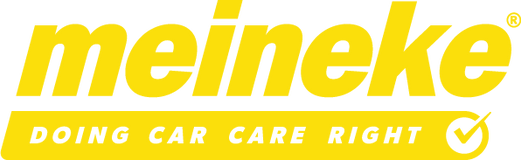 Meineke Car Care Center logo and service signage in Fresno, CA.