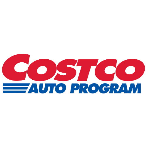 Costco Auto Program logo with bold red and blue text.
