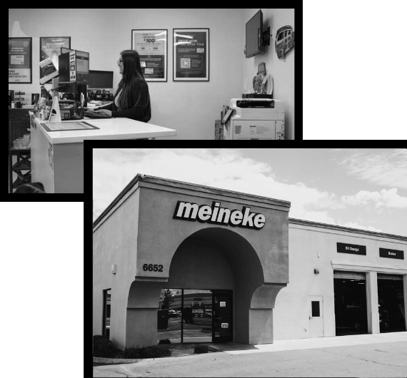 Exterior of Meineke Car Care Center with store signage and entrance.