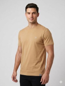men's cotton crew neck tshirt beige
