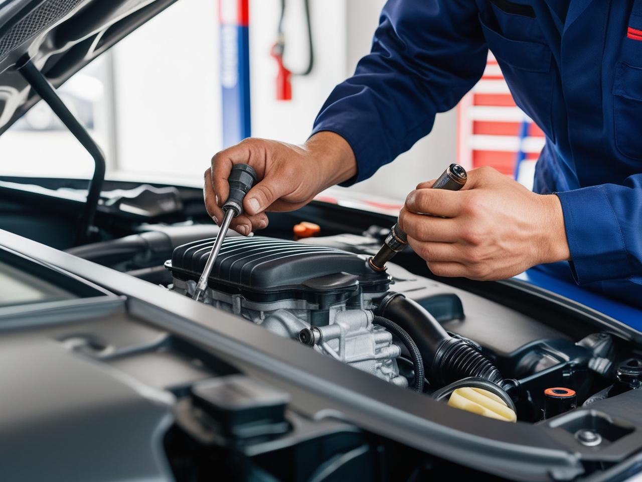 Skilled technician performing engine diagnostics and repairs at Mickey's Automotive, Inc.