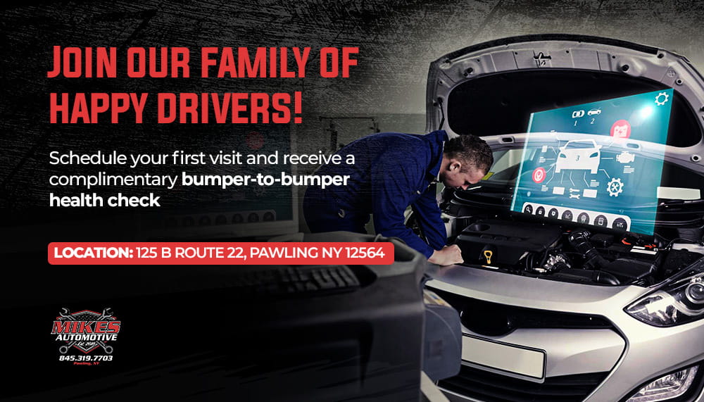 Automotive service and bumper-to-bumper check at Mike's Automotive in Pawling, NY.