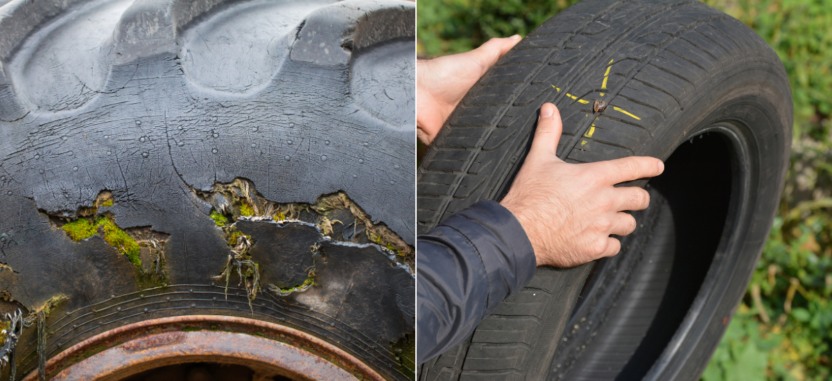 Technician repairing a tire puncture