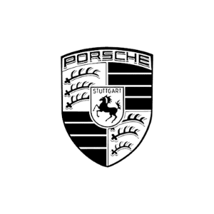 Porsche emblem logo at MJZ Garage, trusted auto sales and service center.