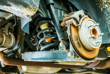 Auto suspension system being serviced at MNS Auto Services.