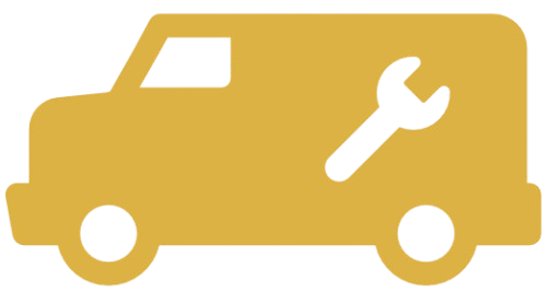 Auto repair service vehicle with tools for car maintenance.