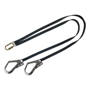 Twin Restraint Webbing Adjustable Lanyard (karabiner/scaffold hook)
