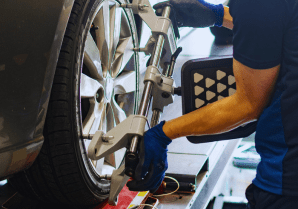 Professional car wheel alignment and repair at Motor Solution.