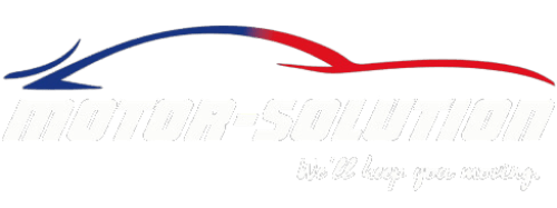 Motor Solution logo with dynamic arrow design and tagline.