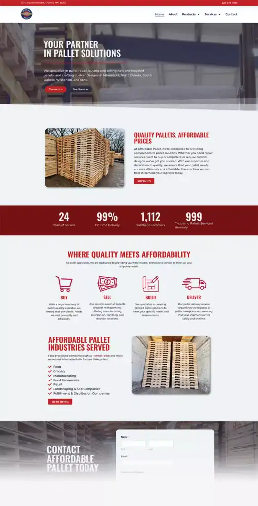 Pallet solutions for shipping and logistics, serving Minnesota, North Dakota, South Dakota.