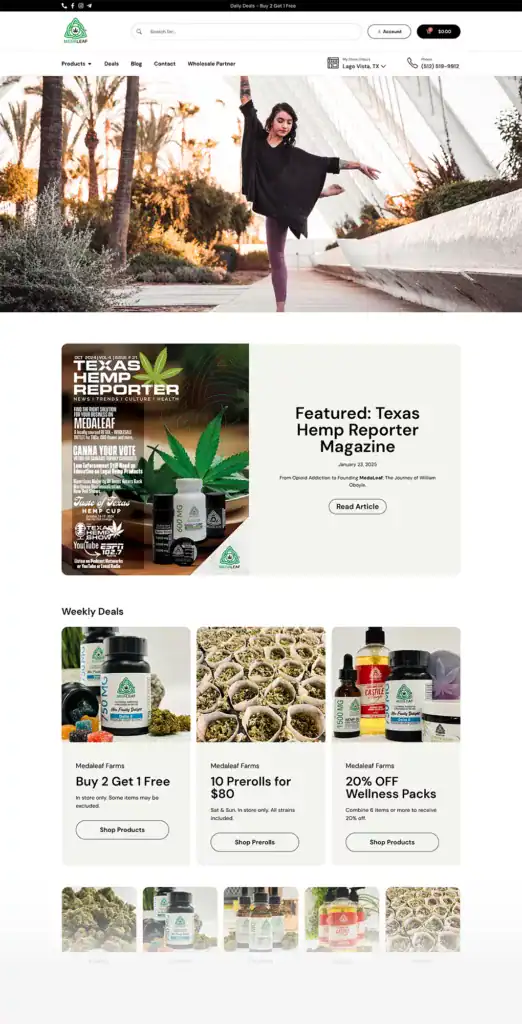 Organic hemp products and accessories at Medaleaf Farms, Texas CBD, and cannabis dispensaries.