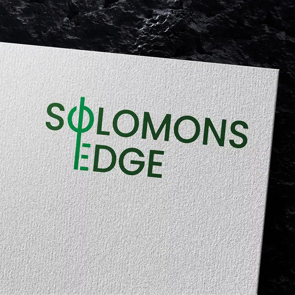 Sustainable business logo design for Solomons Edge with green and modern typography.