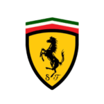 Close-up of Ferrari emblem showcasing luxury and performance.