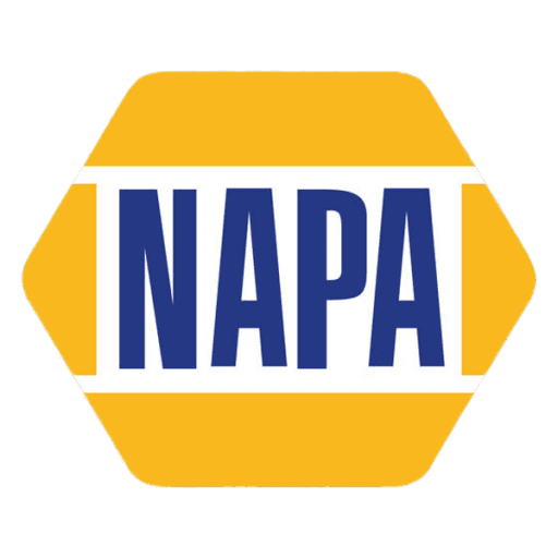 NAPA auto parts logo on a yellow hexagon background.
