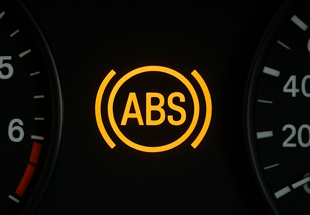 ABS warning light illuminated on vehicle dashboard.