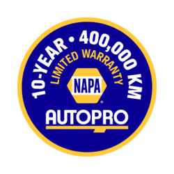 NAPA Autopro 10-Year Limited Warranty badge with 400,000 km coverage.
