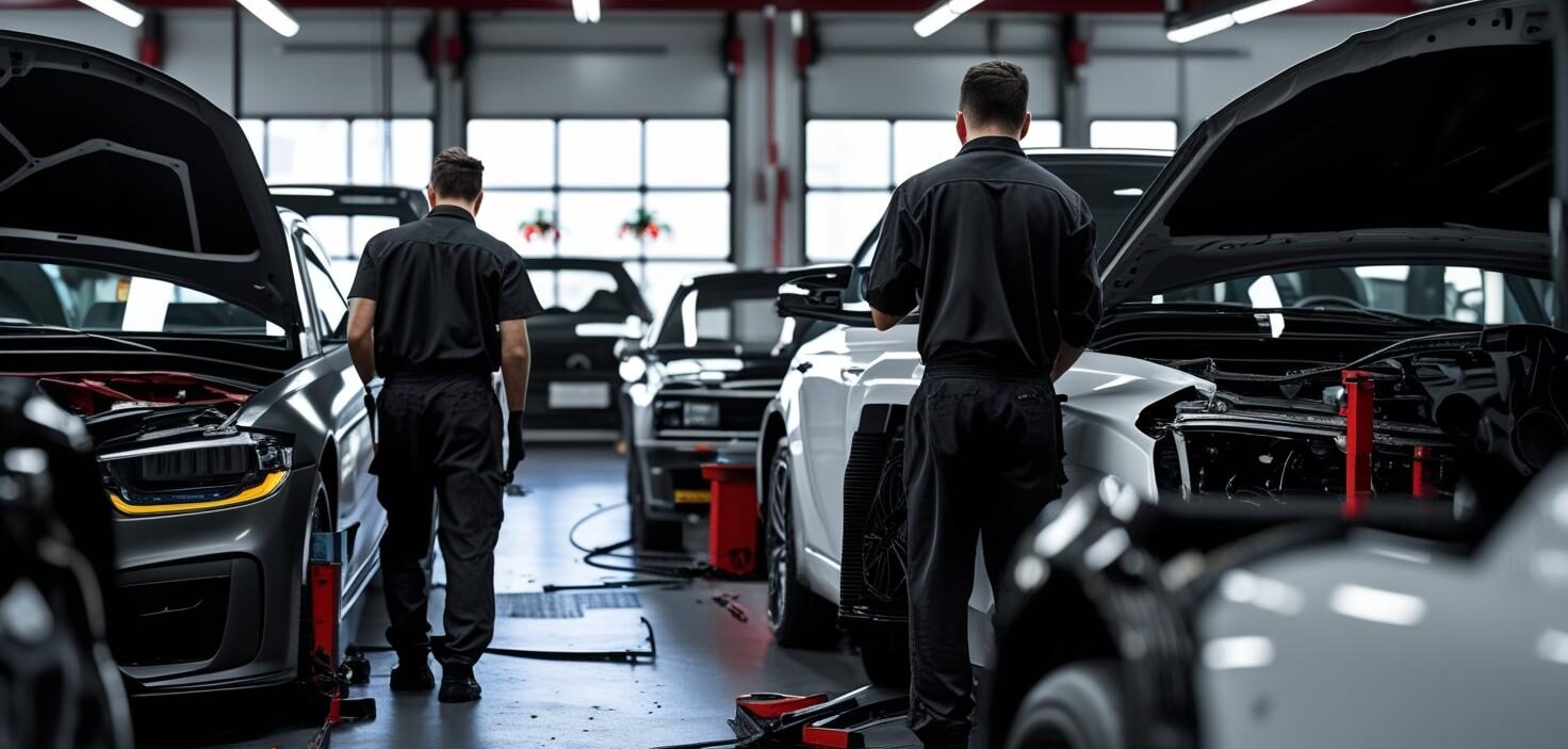 Auto repair technicians inspecting vehicles at Newcastle Auto Repairs.