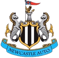 Newcastle Auto Repairs logo featuring a shield with seahorses and a flag.
