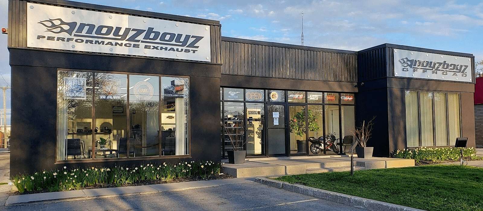 Exterior view of Noyzboyz Performance, a top automotive exhaust and tuning shop.