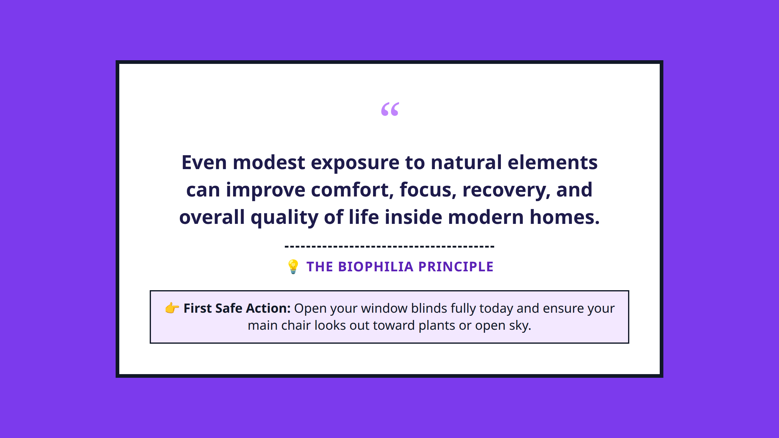 Quote graphic emphasizing that small additions of nature create restorative home environments