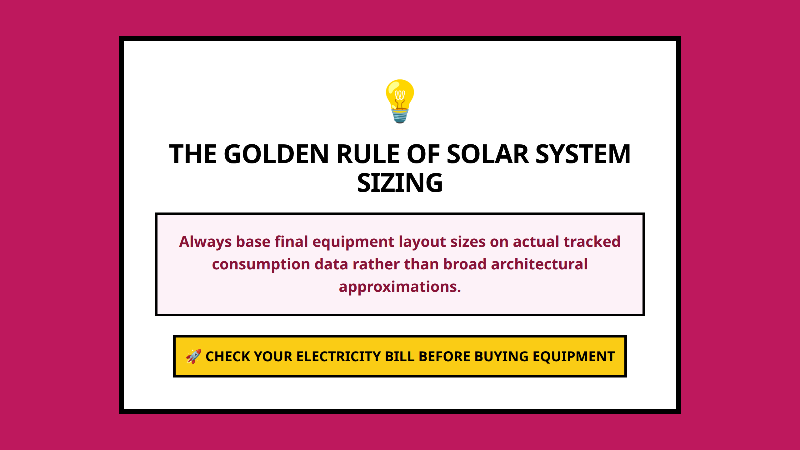 Core visual summary poster emphasizing real energy data collection before purchasing solar systems.