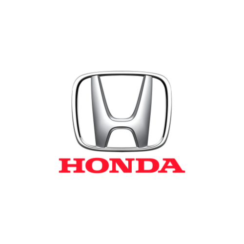 Honda logo with chrome finish and red "HONDA" text.