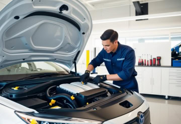 Automotive oil change at One Stop Lube.