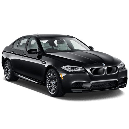 Black BMW sedan parked, on the spot mobile mechanics service.