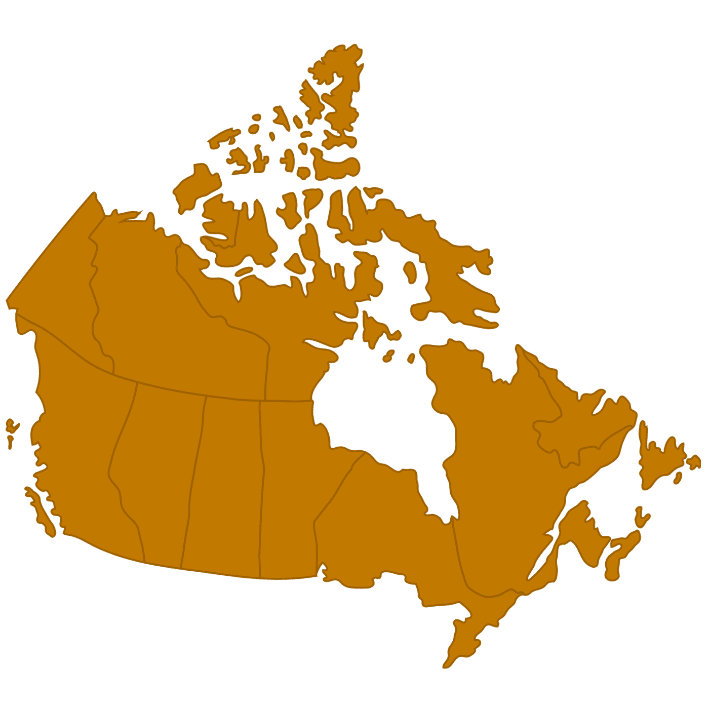 Map of Canada highlighting provinces for mobile mechanic services.