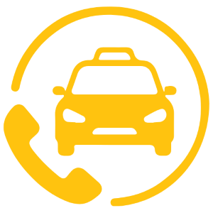Mobile mechanic service logo with car and phone icon for quick repairs.