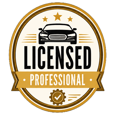 Certified licensed professional mechanic badge for auto repair services.