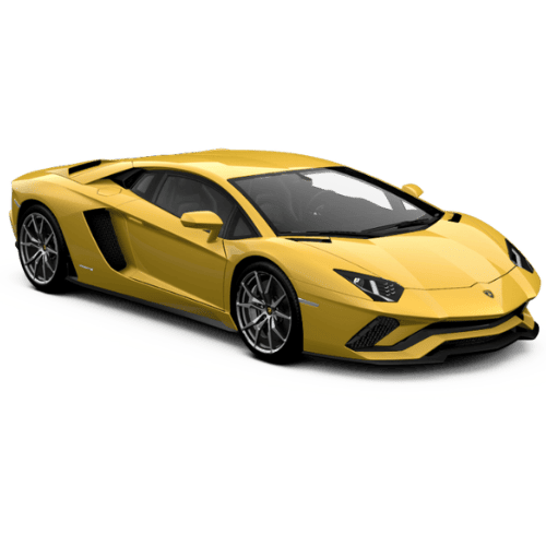 Luxury yellow Lamborghini sports car on a white background.