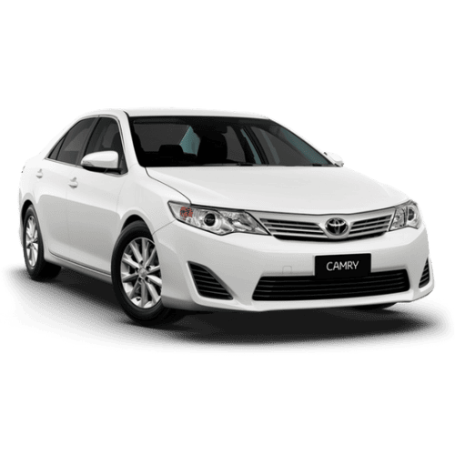 White Toyota Camry car for mobile mechanic service on the road.