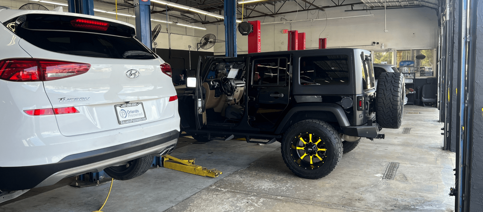 Auto repair shop with vehicle maintenance and diagnostics.
