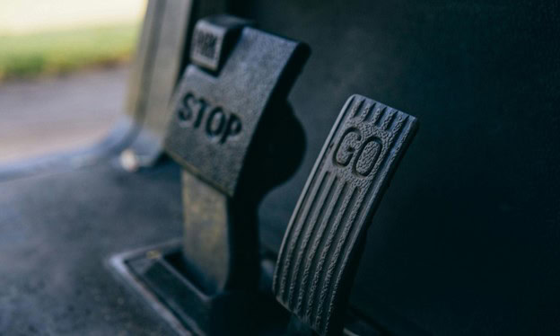 Car pedals for clutch and brake in a vehicle.
